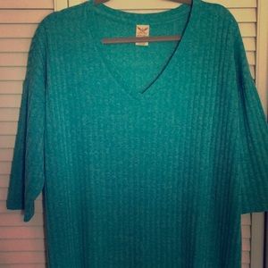 Blue 3quarter length sleeves sweater